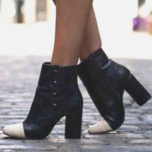 Zara Women’s Black and Cream Booties sz 8.5
